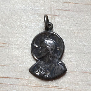 Vintage Sterling Sacred Heart Christ Medallion